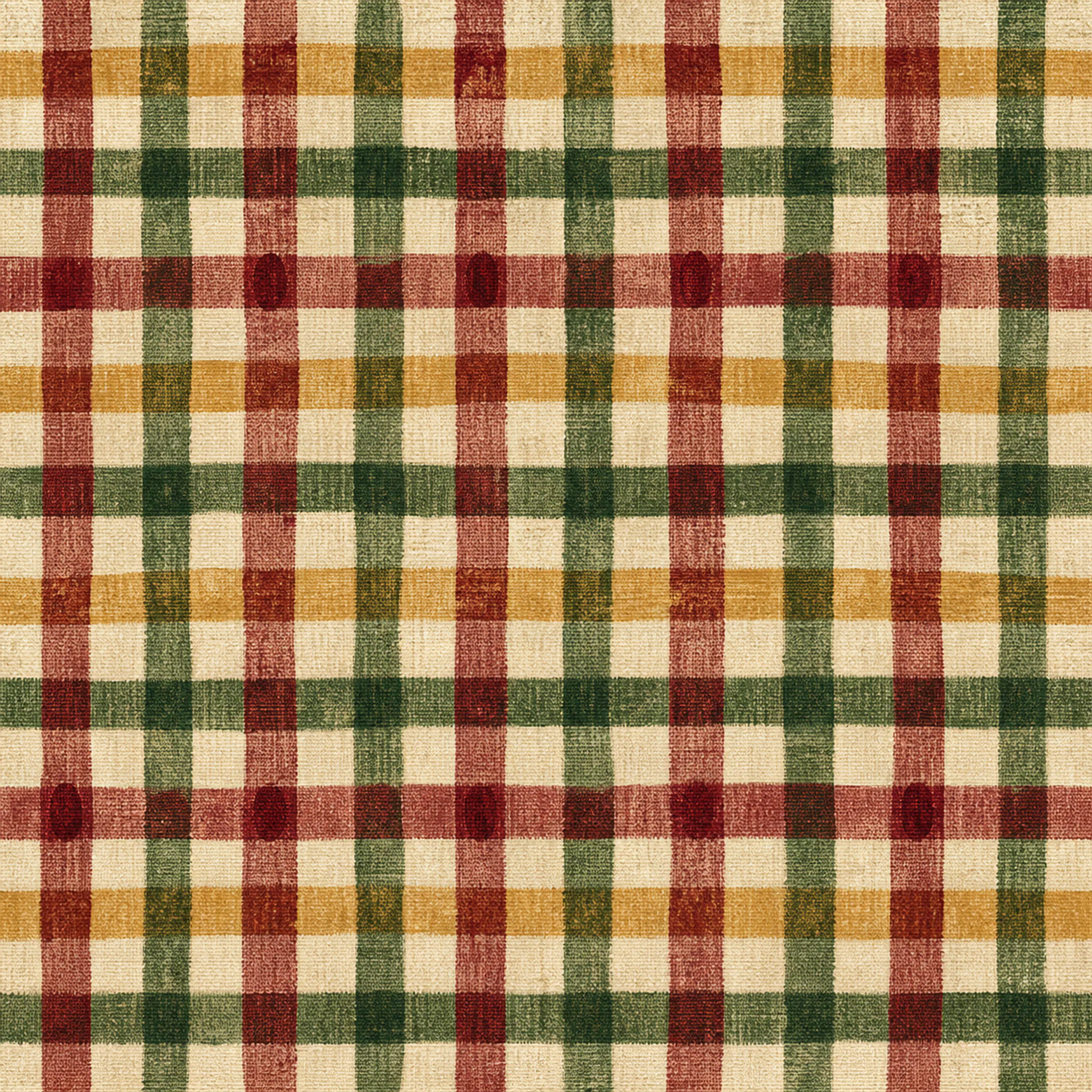 Block-Printed Christmas Gingham wrapping paper flat design