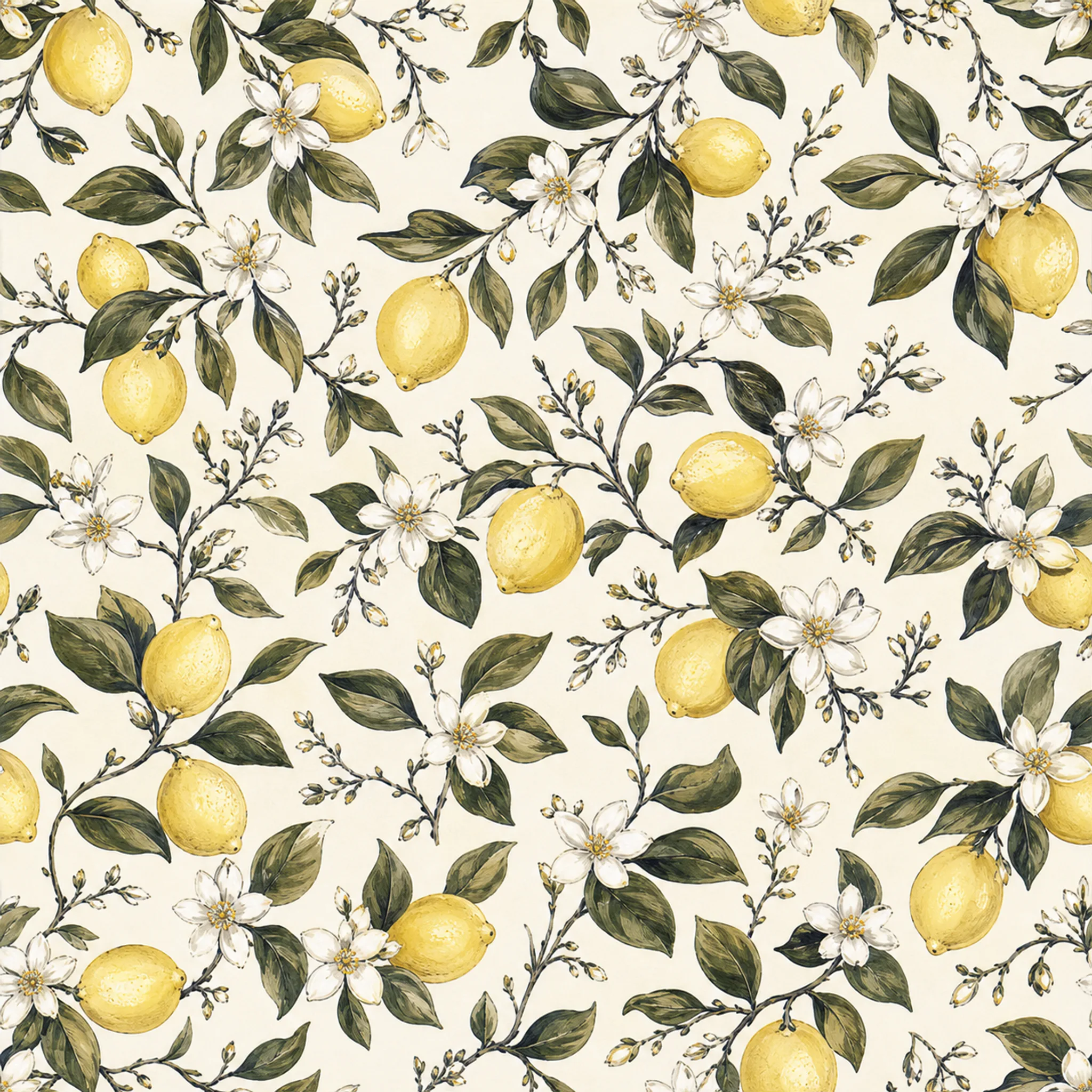 Lemon Blossom wrapping paper flat design