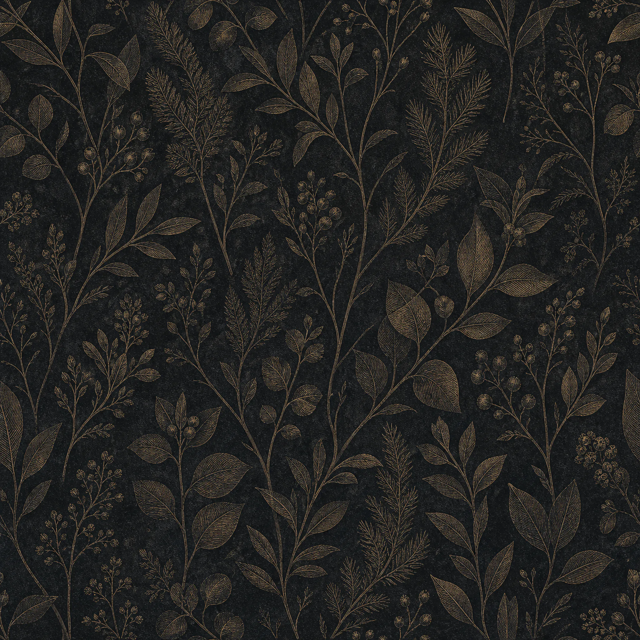 Etched Botanical Stems wrapping paper flat design