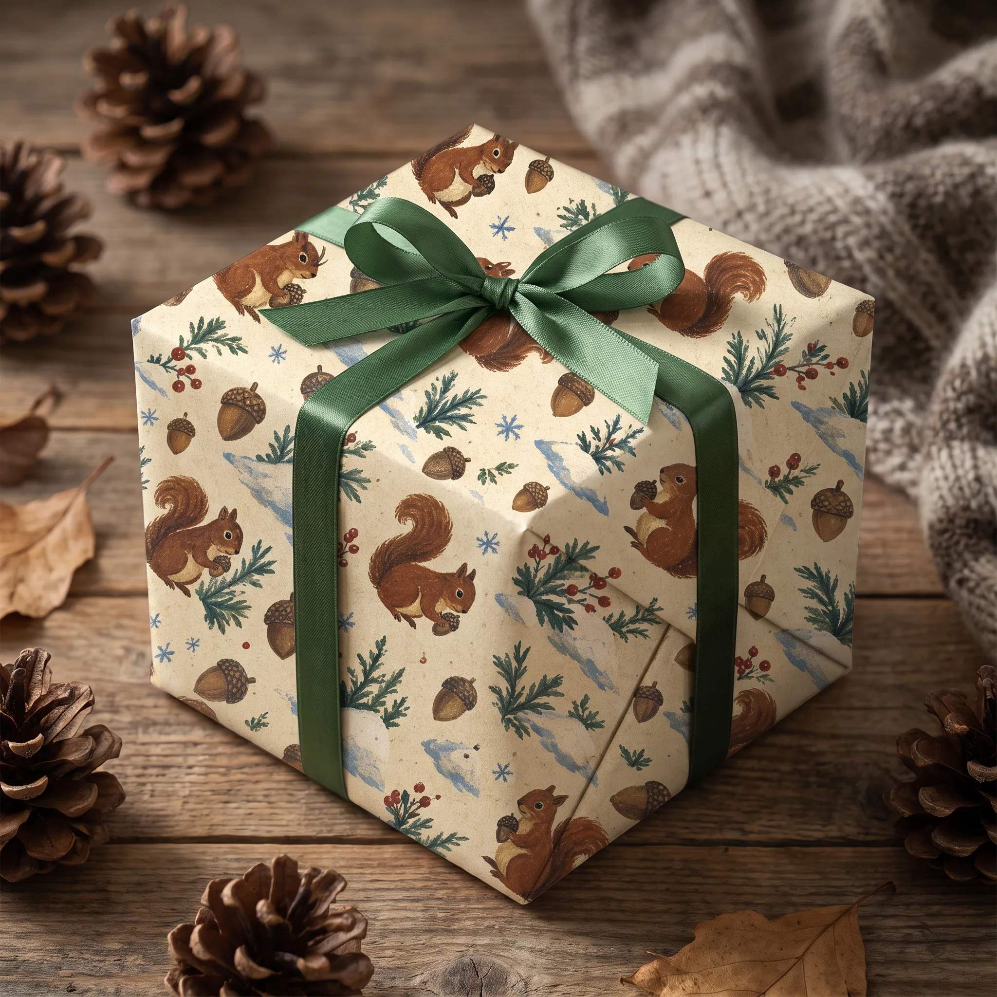 Squirrel Snowcap Acorns lifestyle mockup