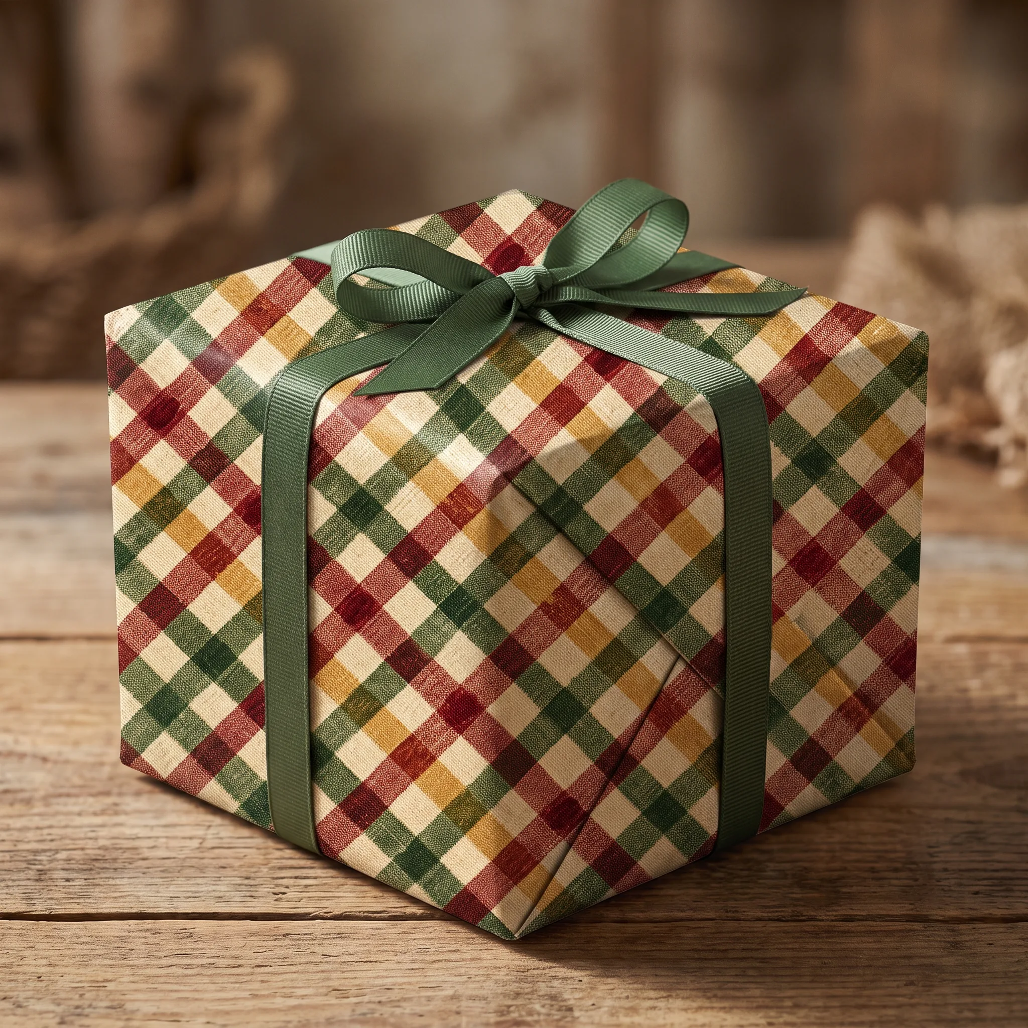 Block-Printed Christmas Gingham lifestyle mockup