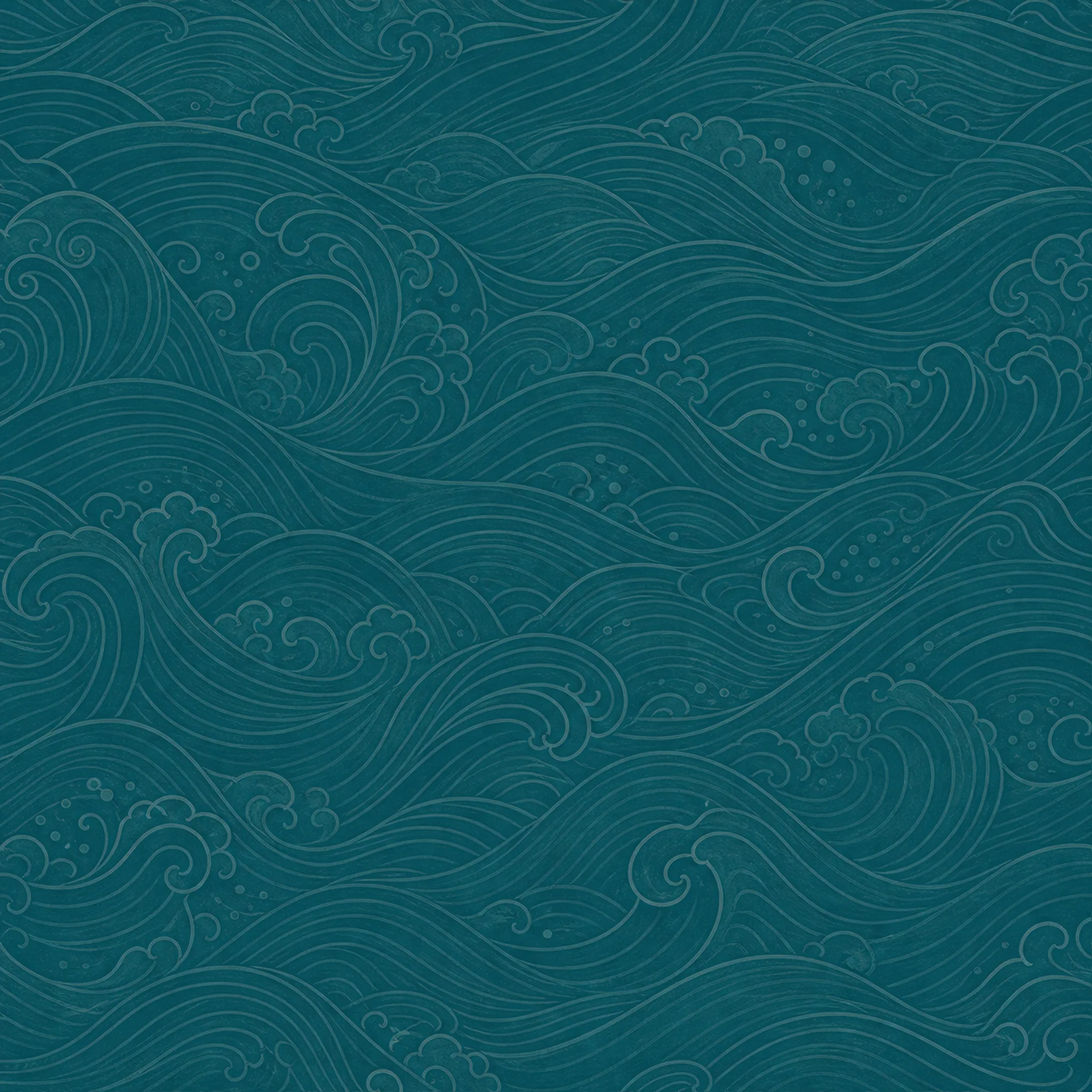 Teal Wave Tiles wrapping paper flat design