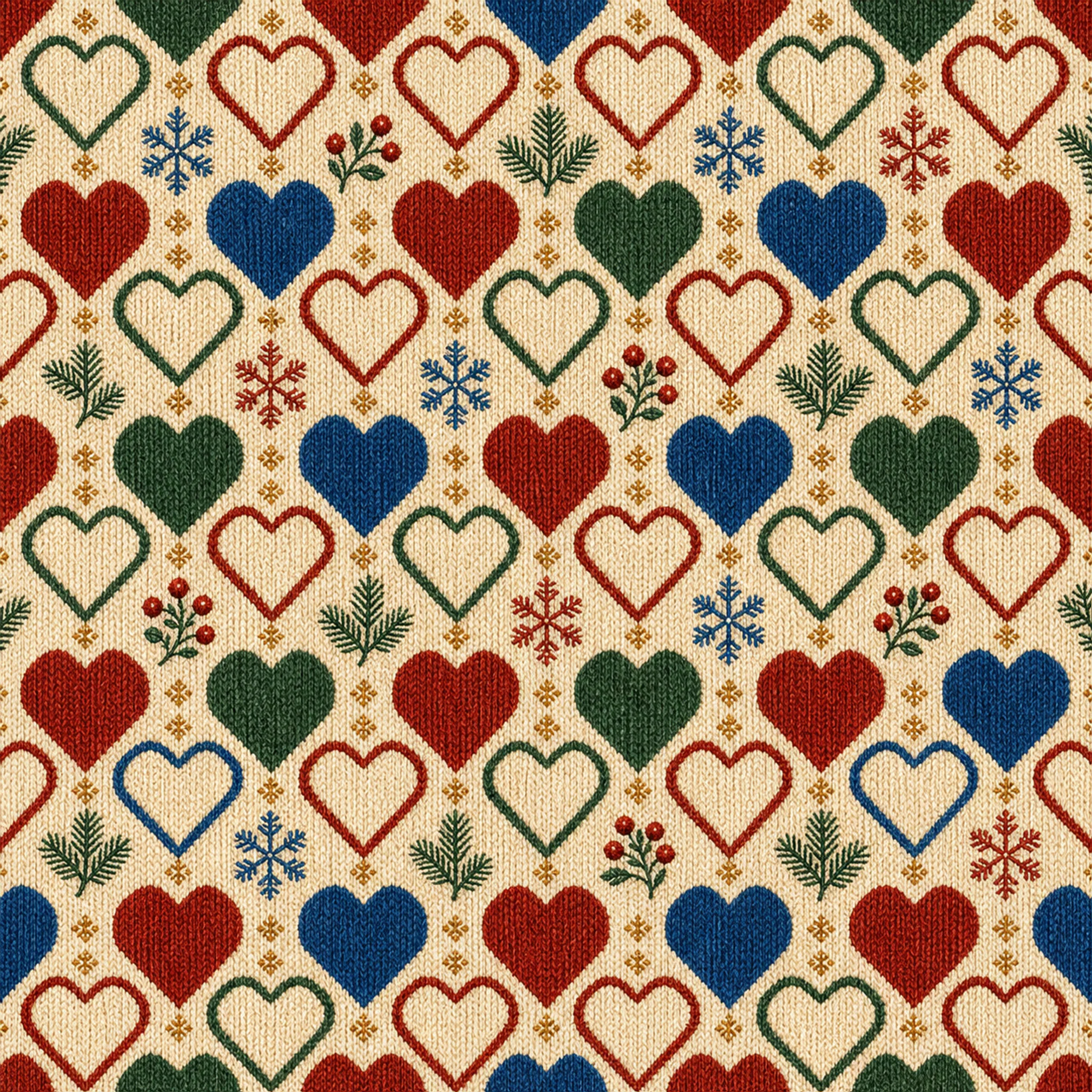 Woven Nordic Heart Checks wrapping paper flat design