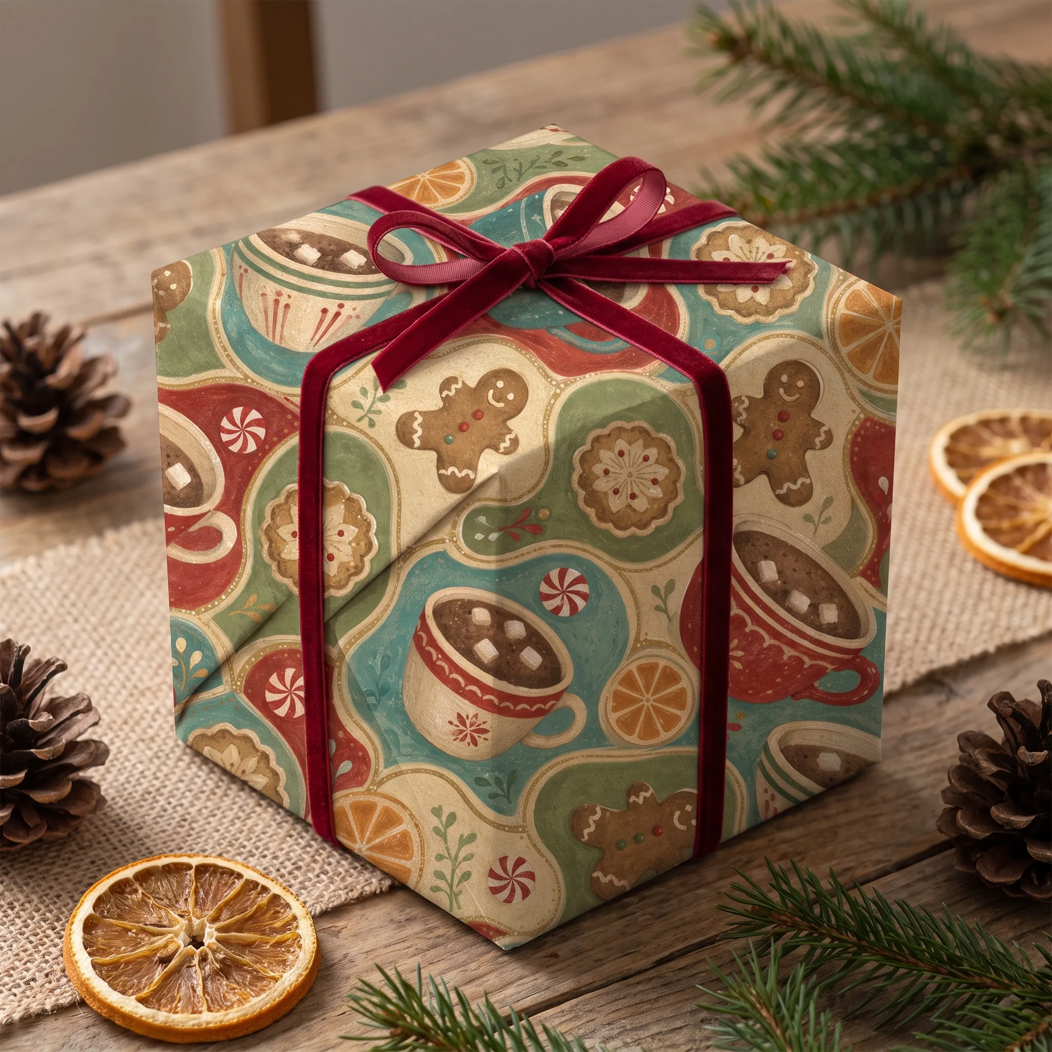 Cocoa Gingerbread Quatrefoil lifestyle mockup