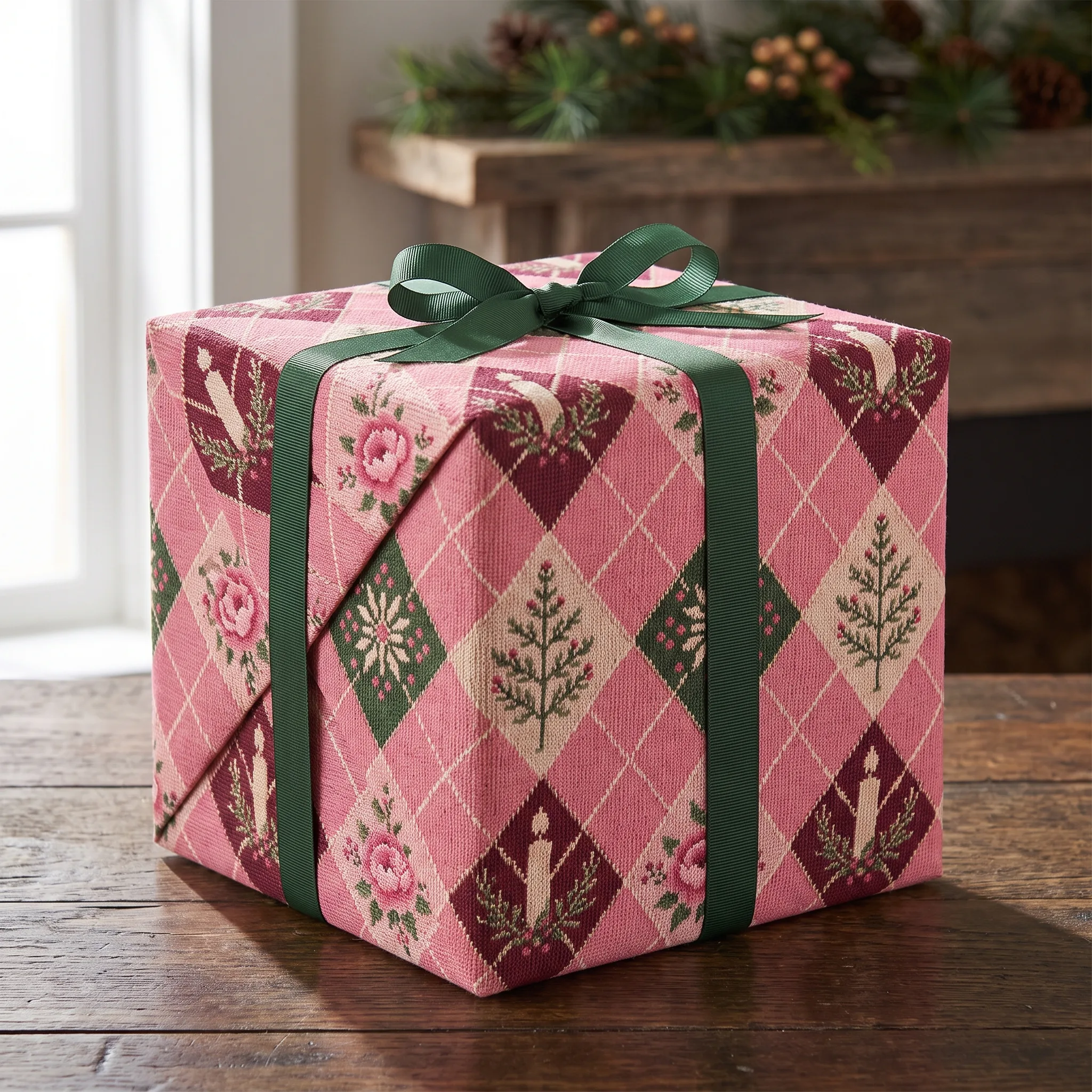 Candlelight Peony Argyle lifestyle mockup