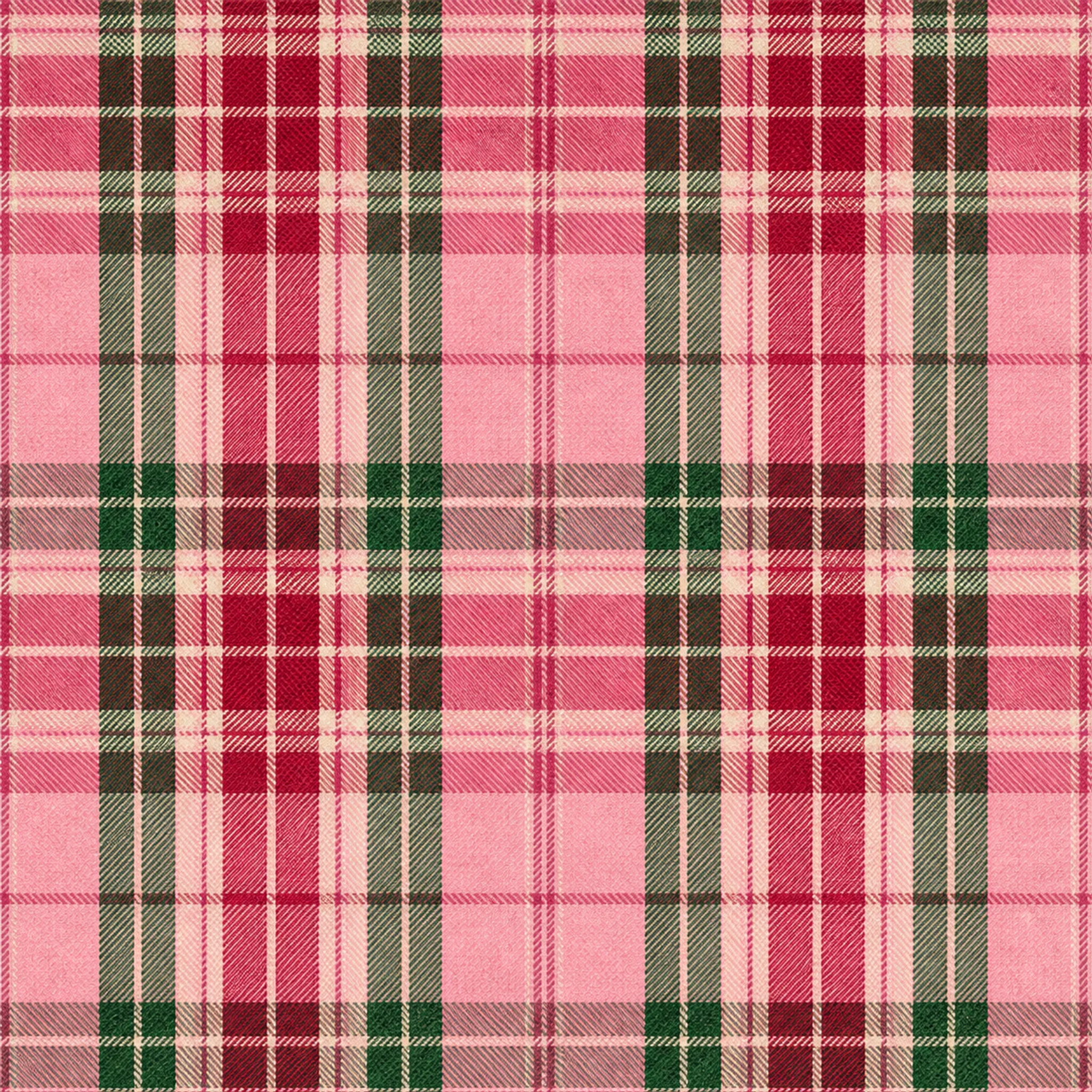 Berry Blush Tartan wrapping paper flat design