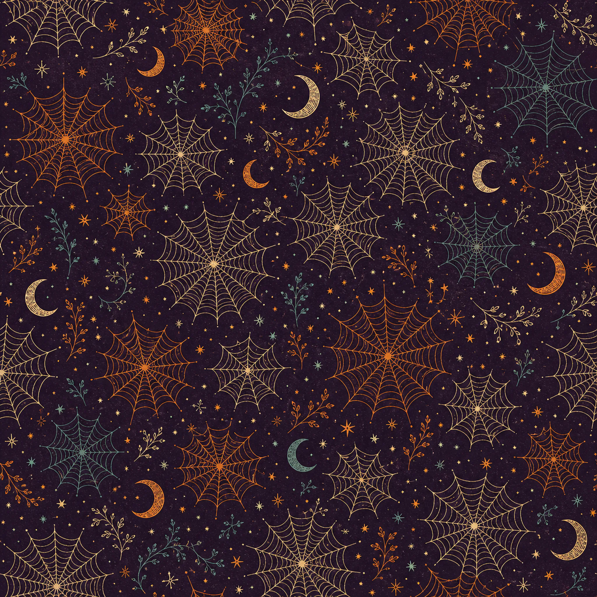 Moonlit Cobweb Garden wrapping paper flat design