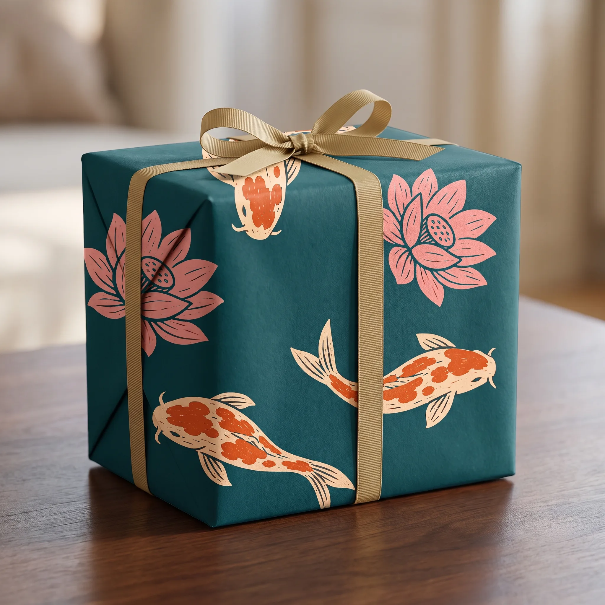 Koi Lotus Linocut lifestyle mockup