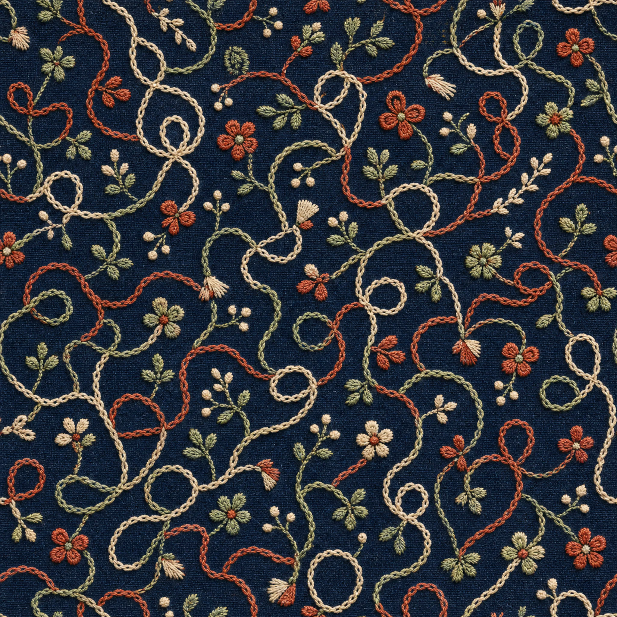Embroidered Chainstitch wrapping paper flat design