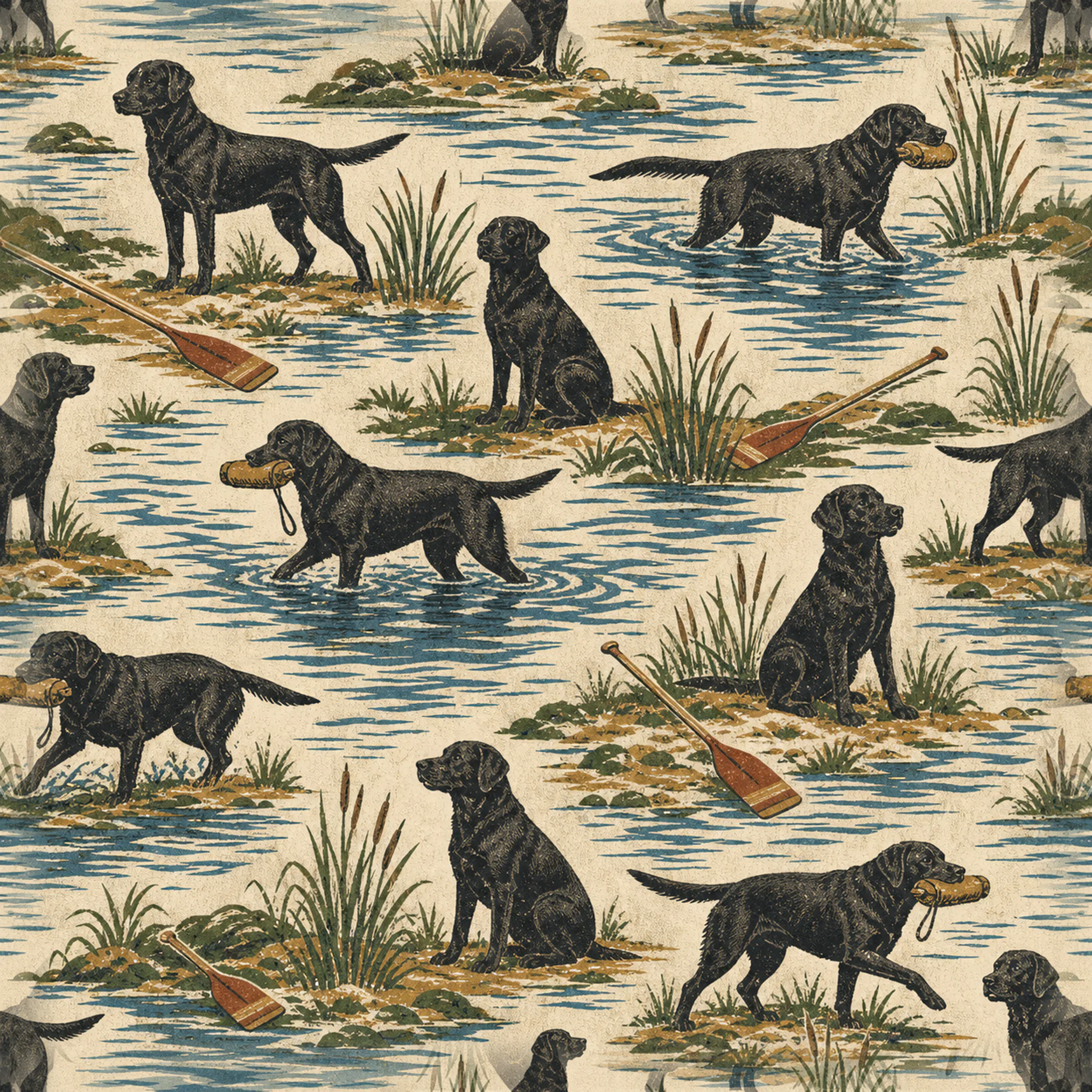 River-Club Labs wrapping paper flat design