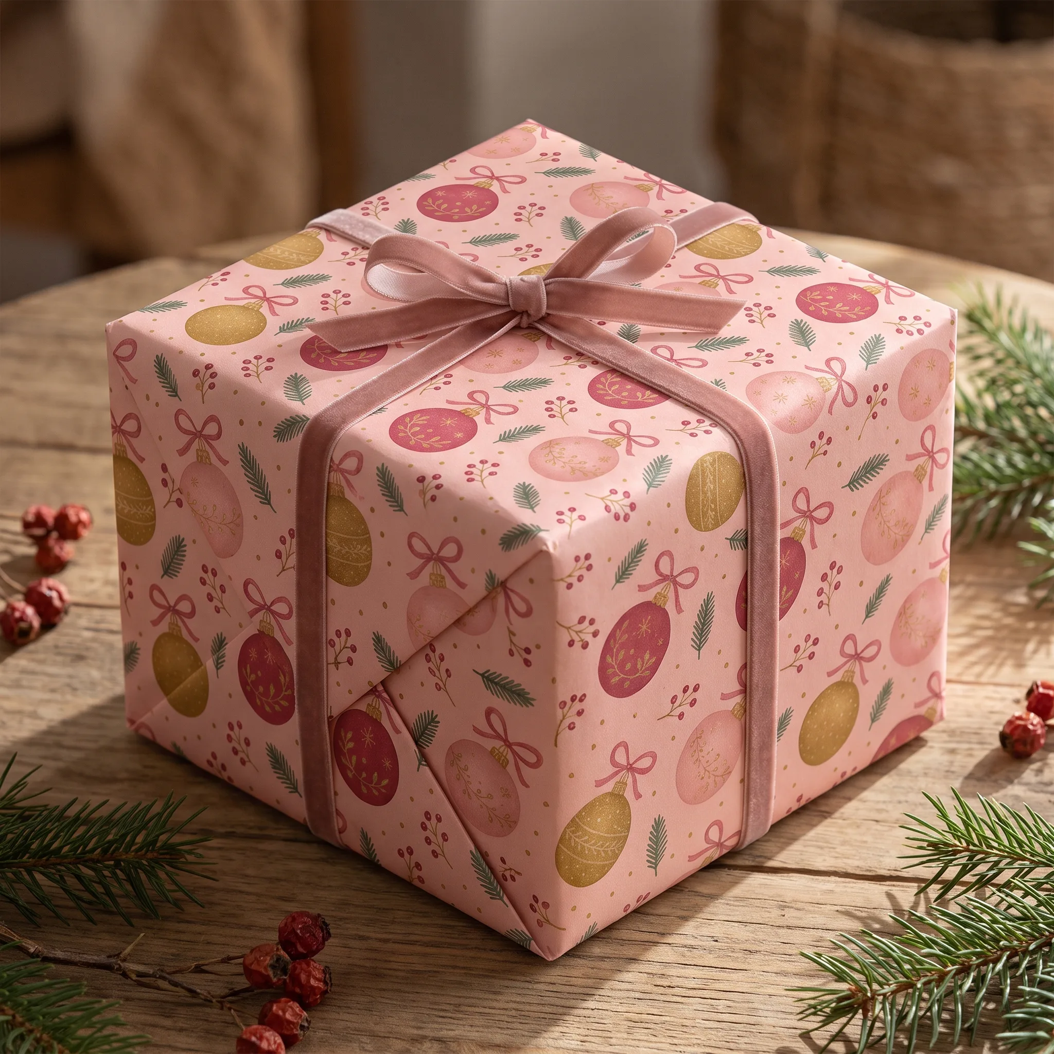 Morning Rose Ornament Repeat lifestyle mockup