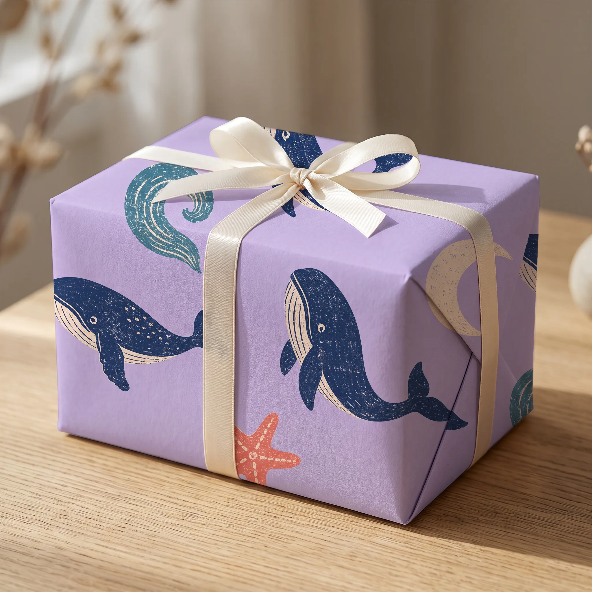 Lavender Whale Blockprint lifestyle mockup