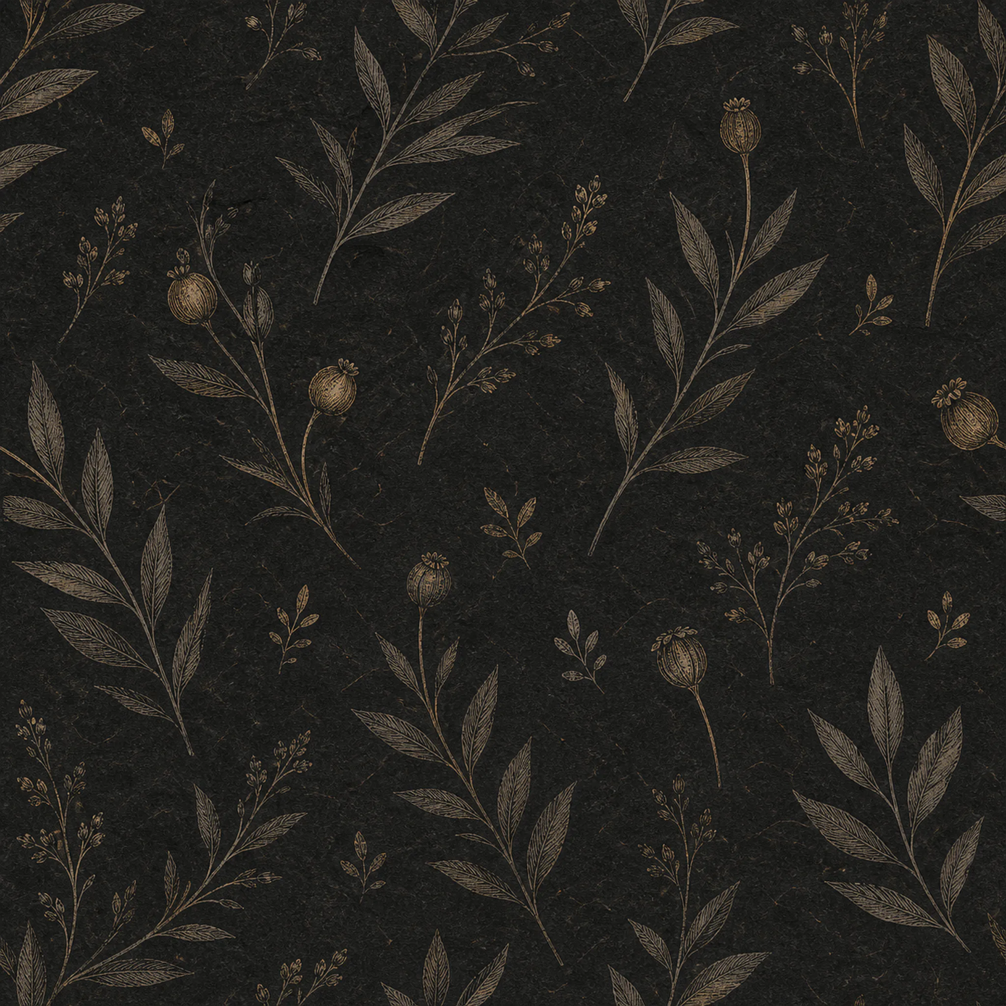 Antique Botanical Sprigs wrapping paper flat design