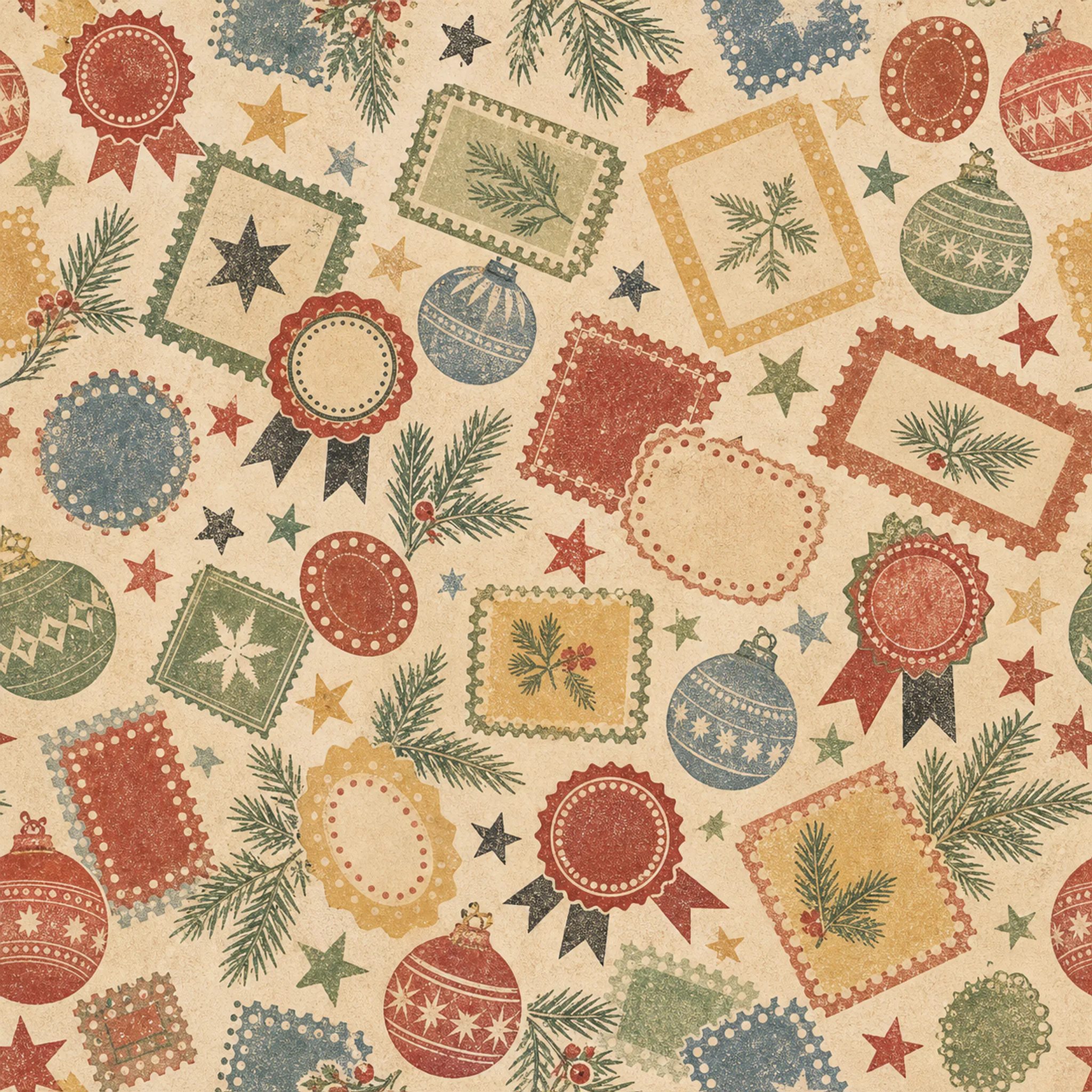 Evergreen Ephemera Postage wrapping paper flat design