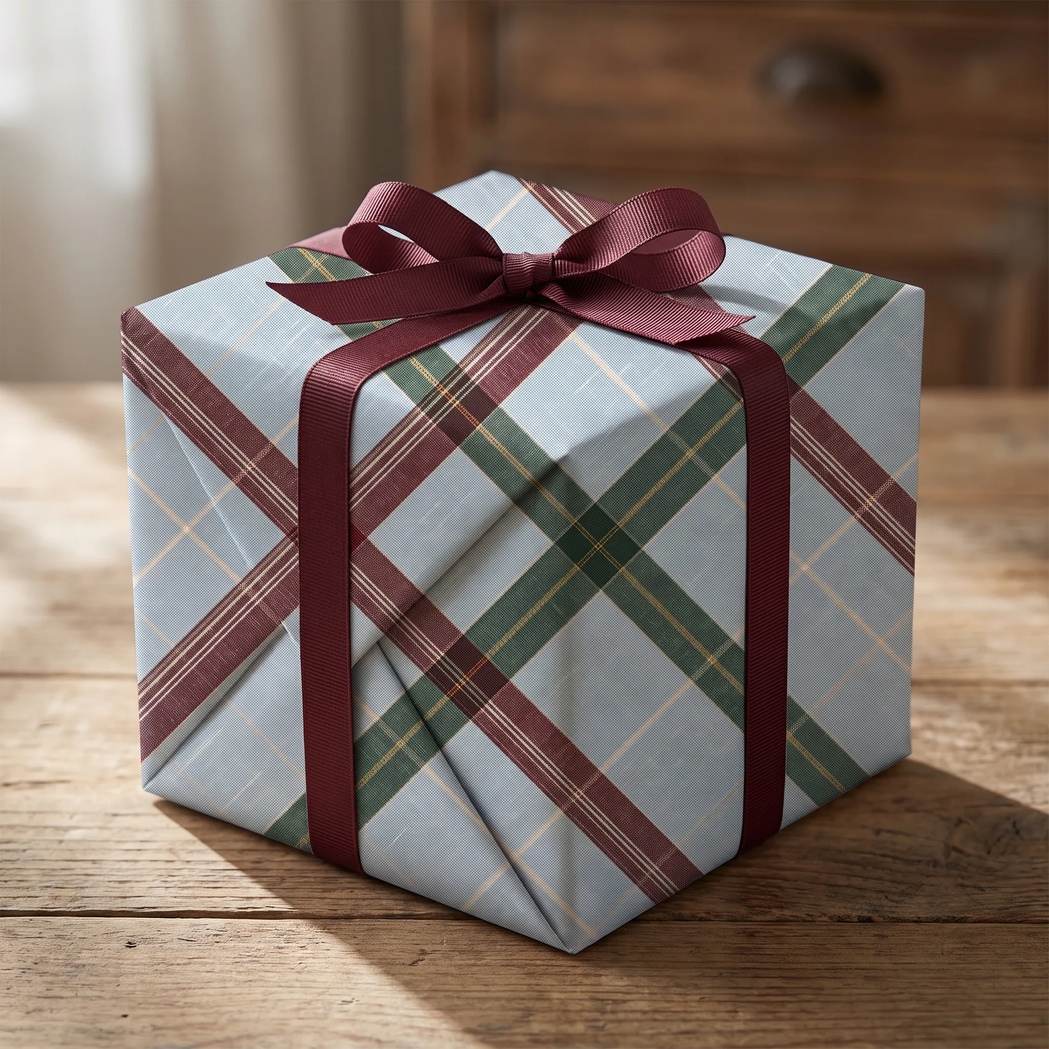 Ice Blue Oxblood Windowpane Tartan lifestyle mockup