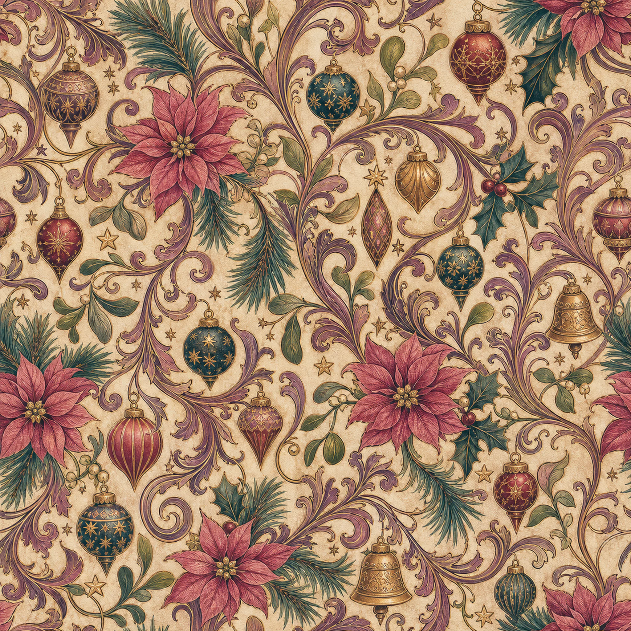 Mauve Ornament Vine wrapping paper flat design